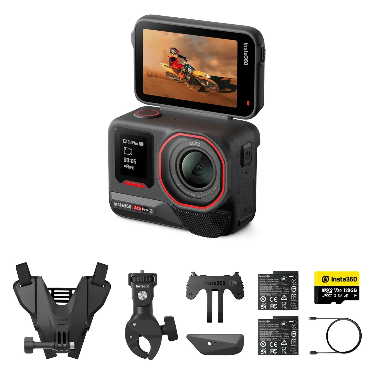 Insta360 Ace Pro 2 Action Camera Motorcycle Bundle