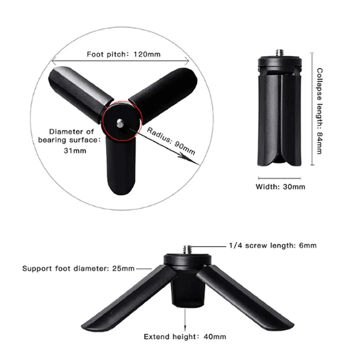 Luxceo M1 Portable Mini Table Tripod Stand - Image 2