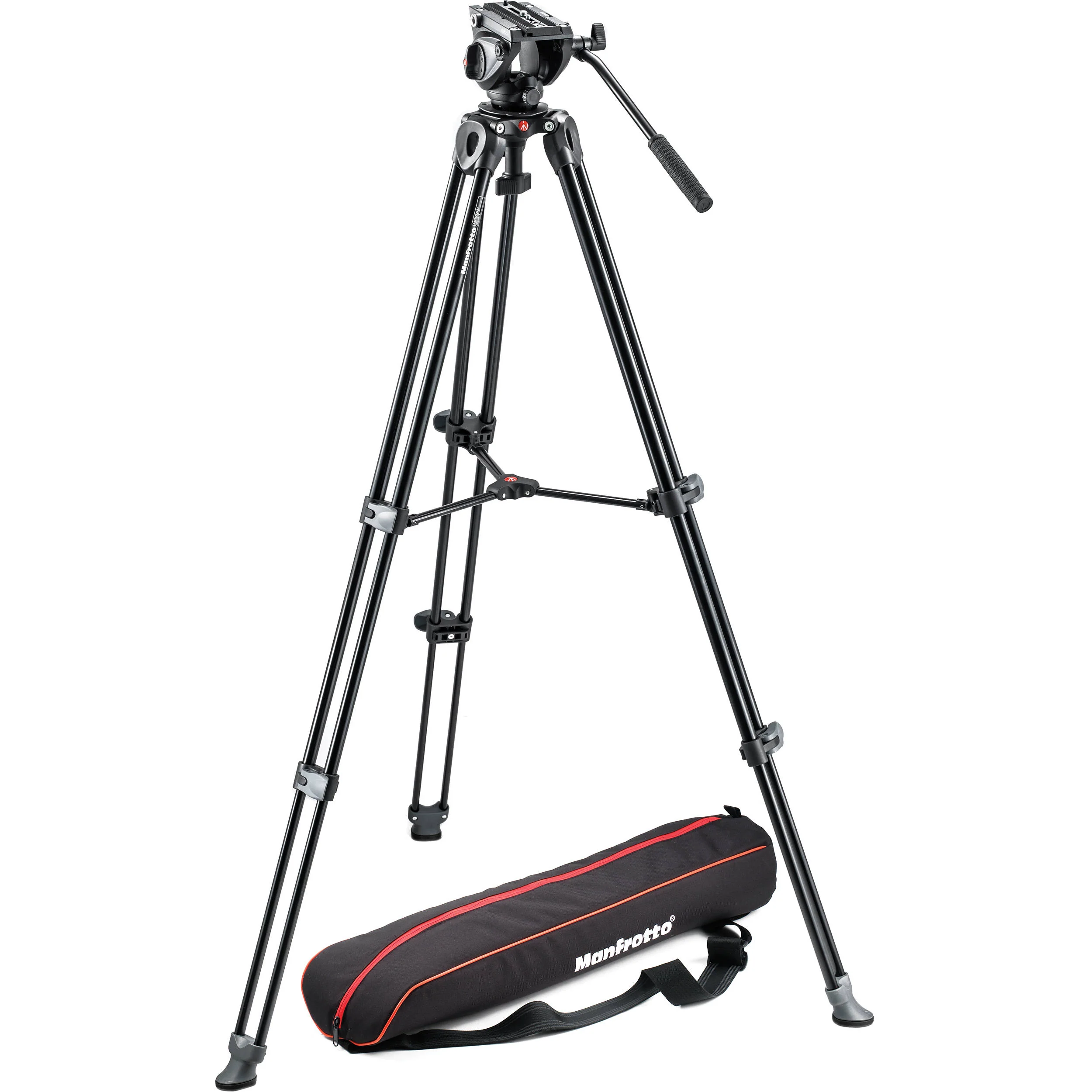 Manfrotto MVH500A Head + MVT502AM Legs + Padded Bag Video Tripod Kit