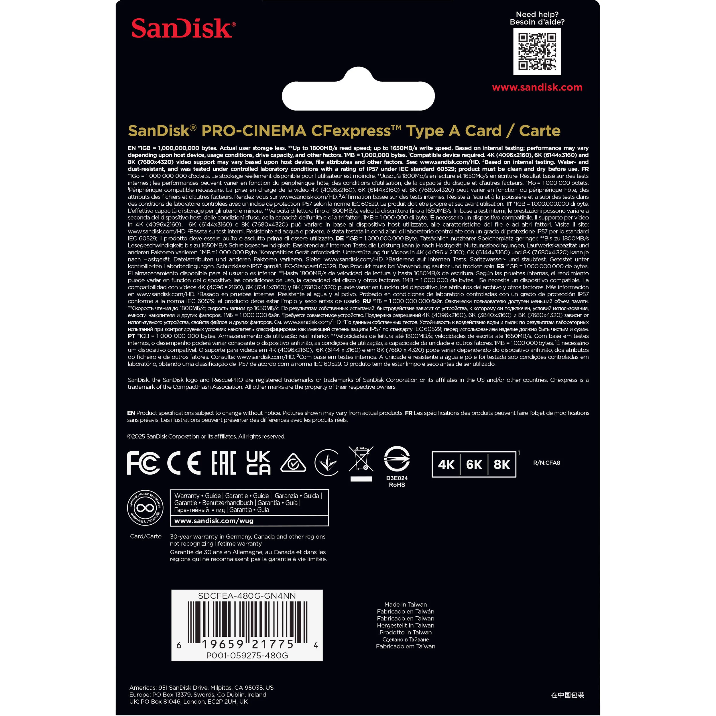 SanDisk Pro-Cinema 480GB CFexpress Type A Memory Card - Image 5